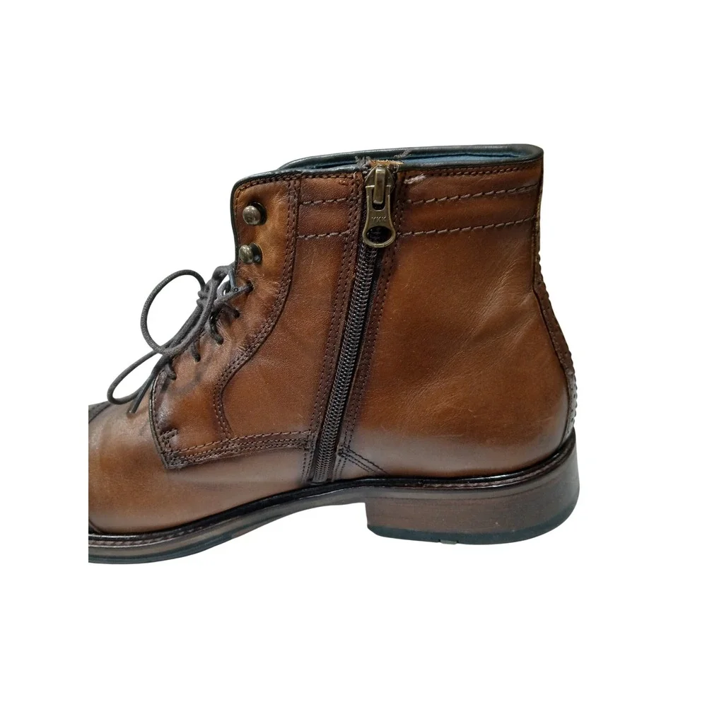Johnston & Murphy XC Flex Mens 13 M Tan Leather Cap Toe Side Zip Boots